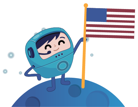 Cosmo planting United States flag